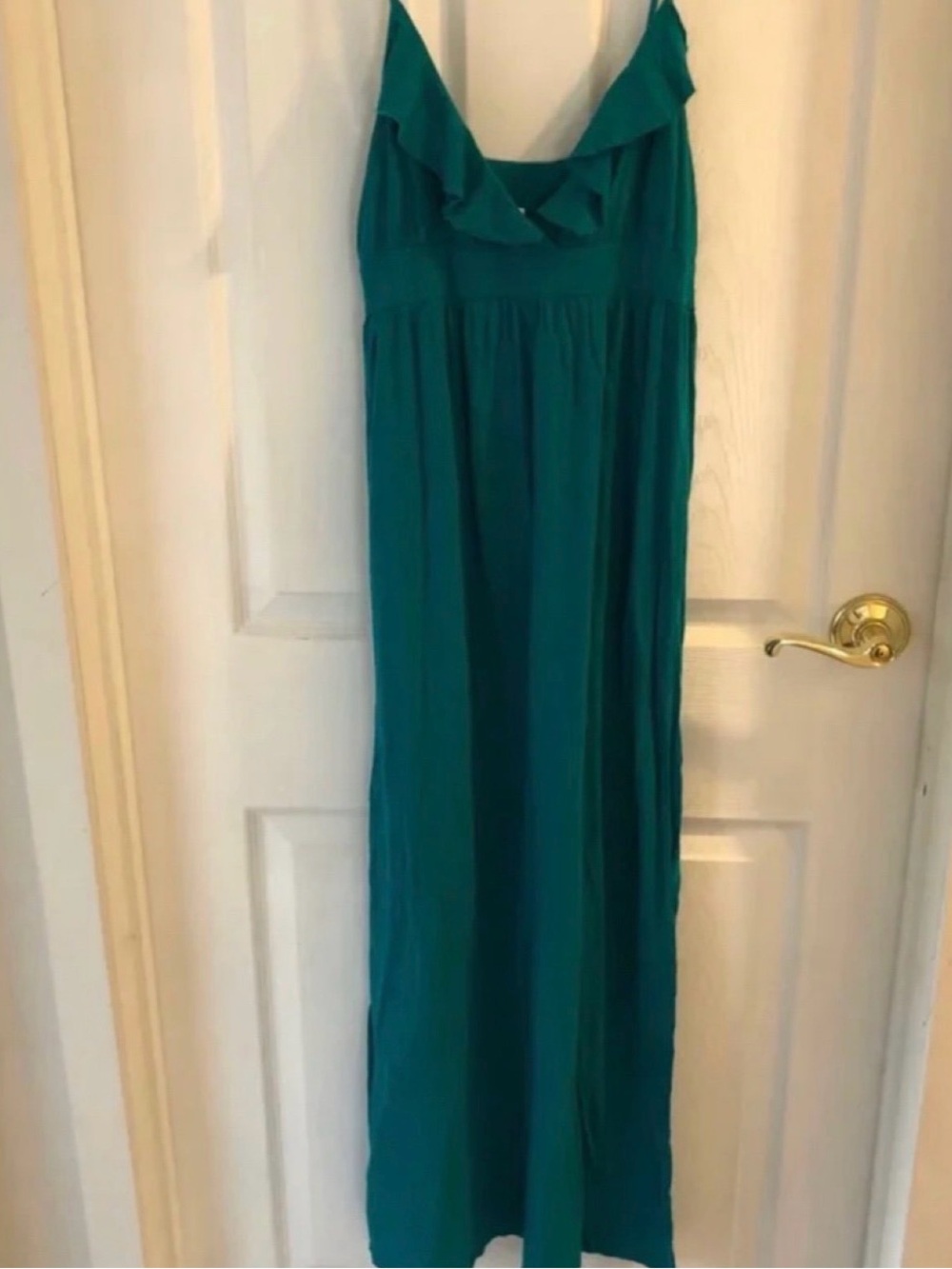 Xhilaration Teal Ruffle V-Neck Maxi Dress